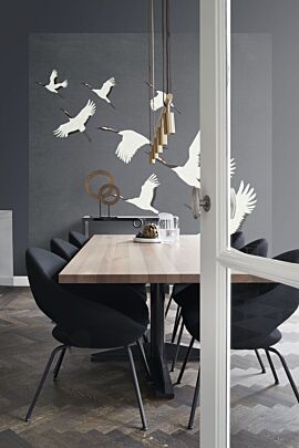 papier peint panoramique oiseaux de grue gris foncé