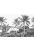 papier peint panoramique paysage avec des palmiers noir et blanc