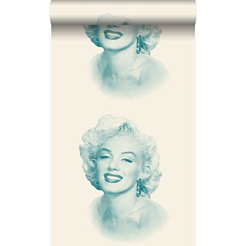 papier peint Marilyn Monroe blanc et turquoise