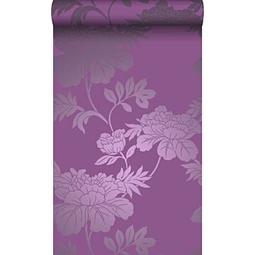 papier peint fleurs violet aubergine