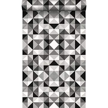 papier peint cubique noir et blanc