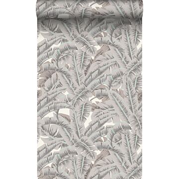 papier peint feuilles de palmier gris argileux