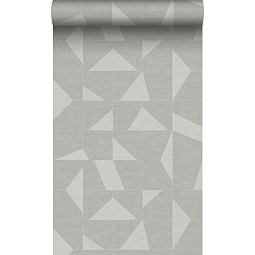 papier peint motif graphique avec structure tissée gris clair