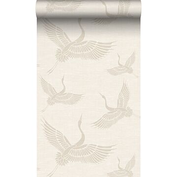 papier peint oiseaux de grue couleur sable