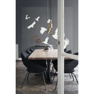 papier peint panoramique oiseaux de grue gris foncé