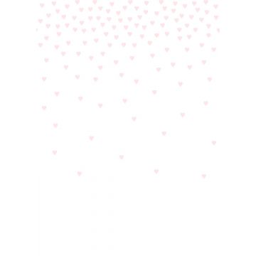 papier peint panoramique confettis de coeurs rose clair